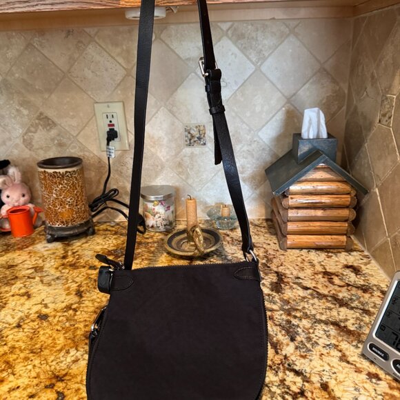 Rebecca Minkoff Nylon Crossbody Purse Leather Trim Adj Strap Black 9" x 9" x 2" - Picture 6 of 9